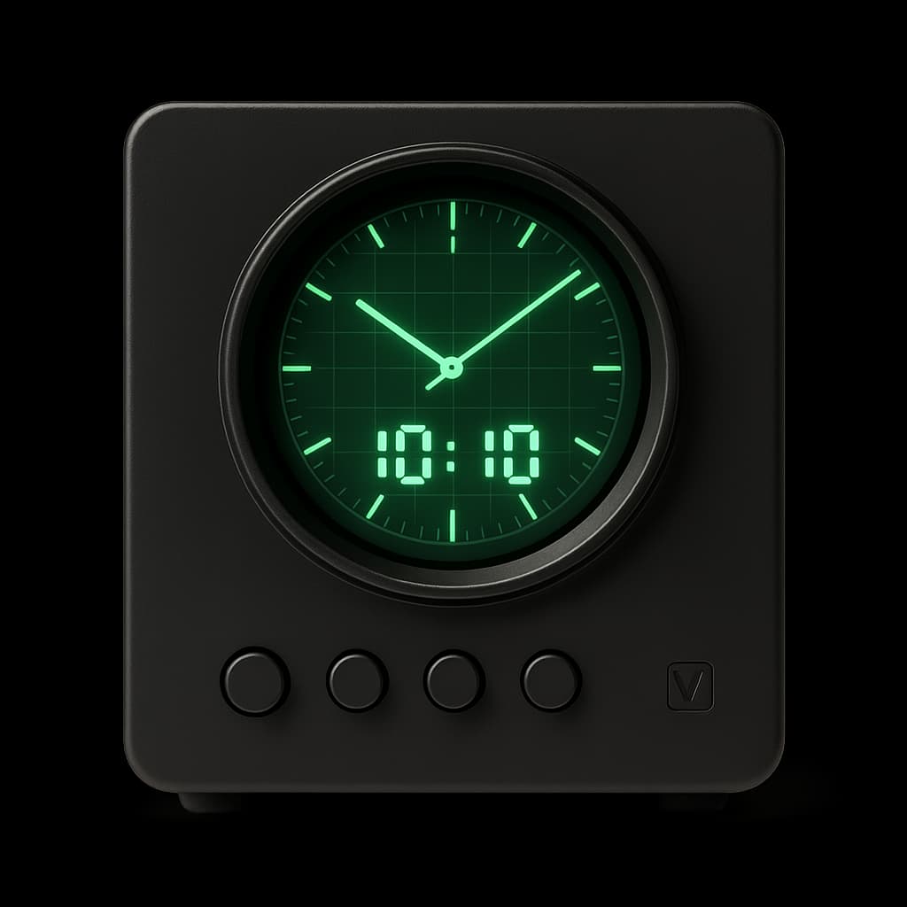 VectorScope Oscilloscope Clock, Black Metal, large